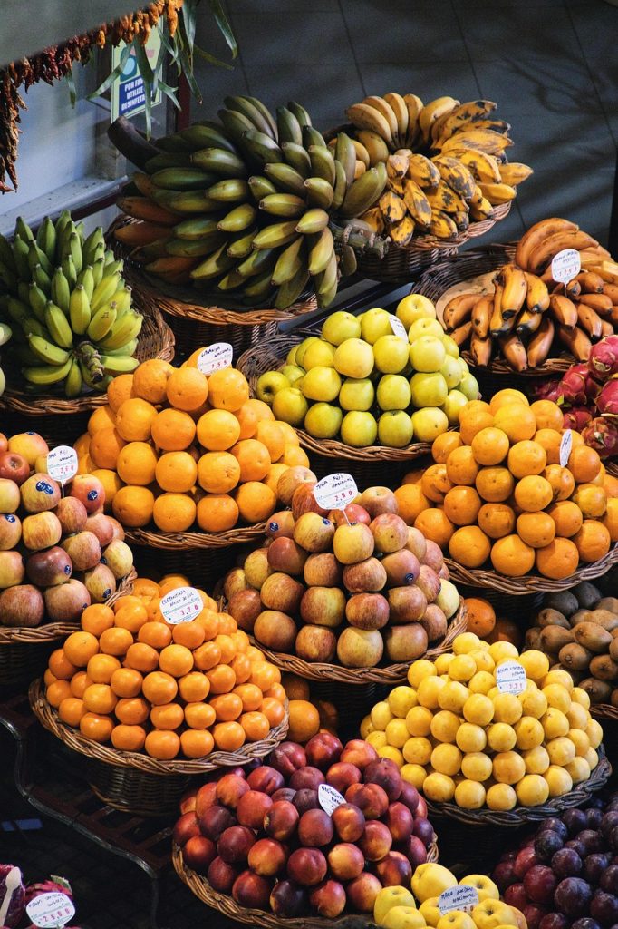 fruit, food, colourful, fresh, market, exotic, healthy, vegetable, banana, madeira, natural, agriculture, grocery, apple, organic, store, sweet, farmer, pineapple, tropical